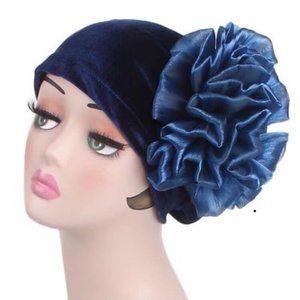 Navy Blue Velvet Turban